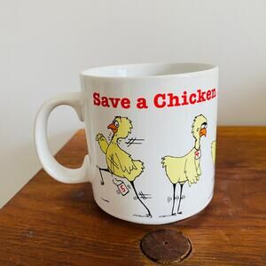 Vintage Kitsch Save a Chicken Get Well Soon Coffee Cup
